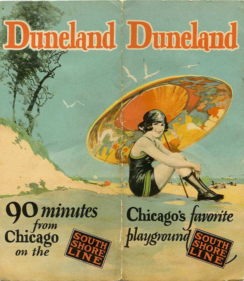 South-Shore-Line-poster-Duneland-Girl-on-the-Beach-Oil